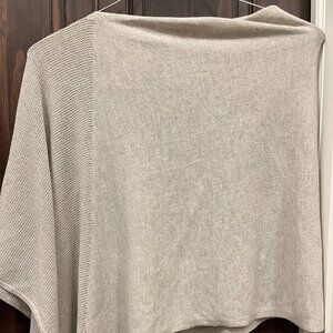 EILEEN FISHER Light Taupe Fine Merino Wool Poncho